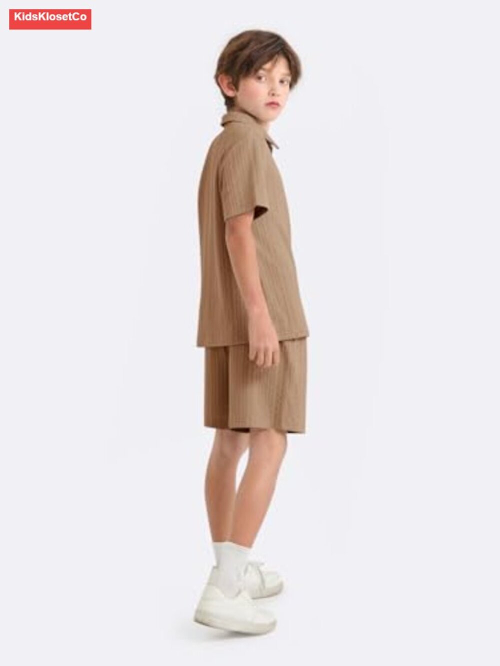 Boys 2-Piece Summer Outfit Quarter Zip Polo Shirt & Shorts Set Athletic - Picture 4 of 6